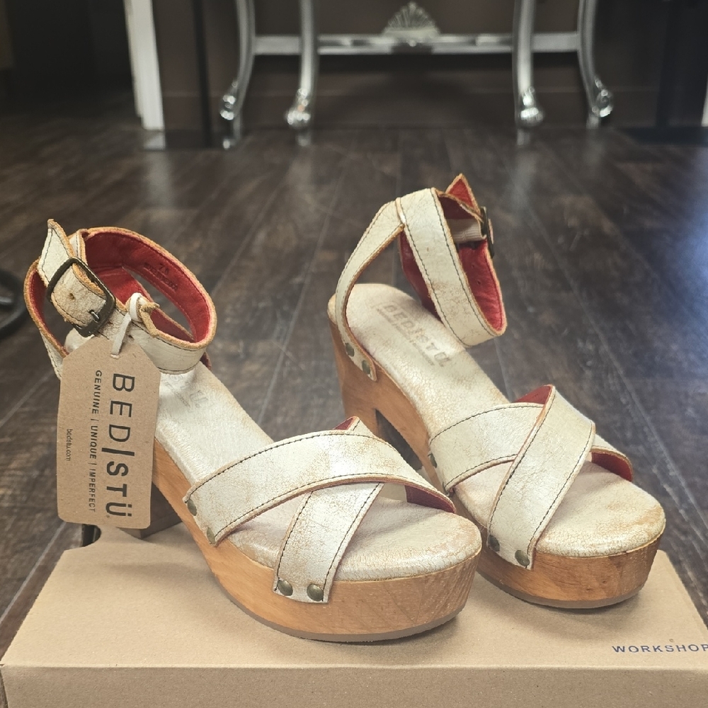 BED|STU Women's Tan Leather Platform Sandals